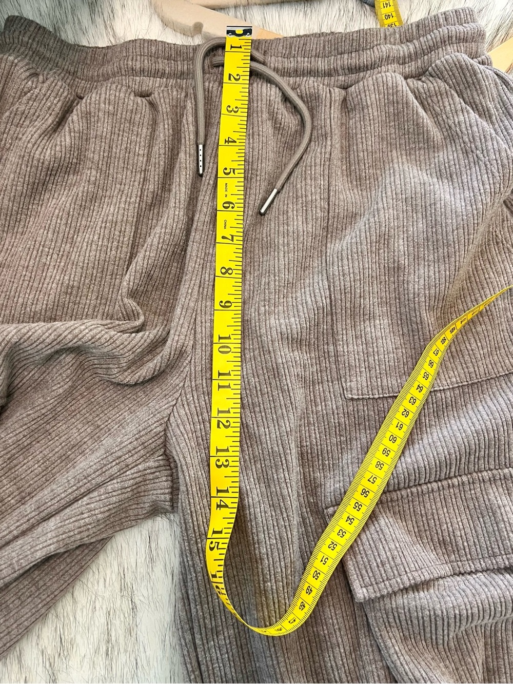 HALARA Brown Wide-Leg Cargo Corduroy Pants Pull-On Drawstring M - Picture 8 of 9